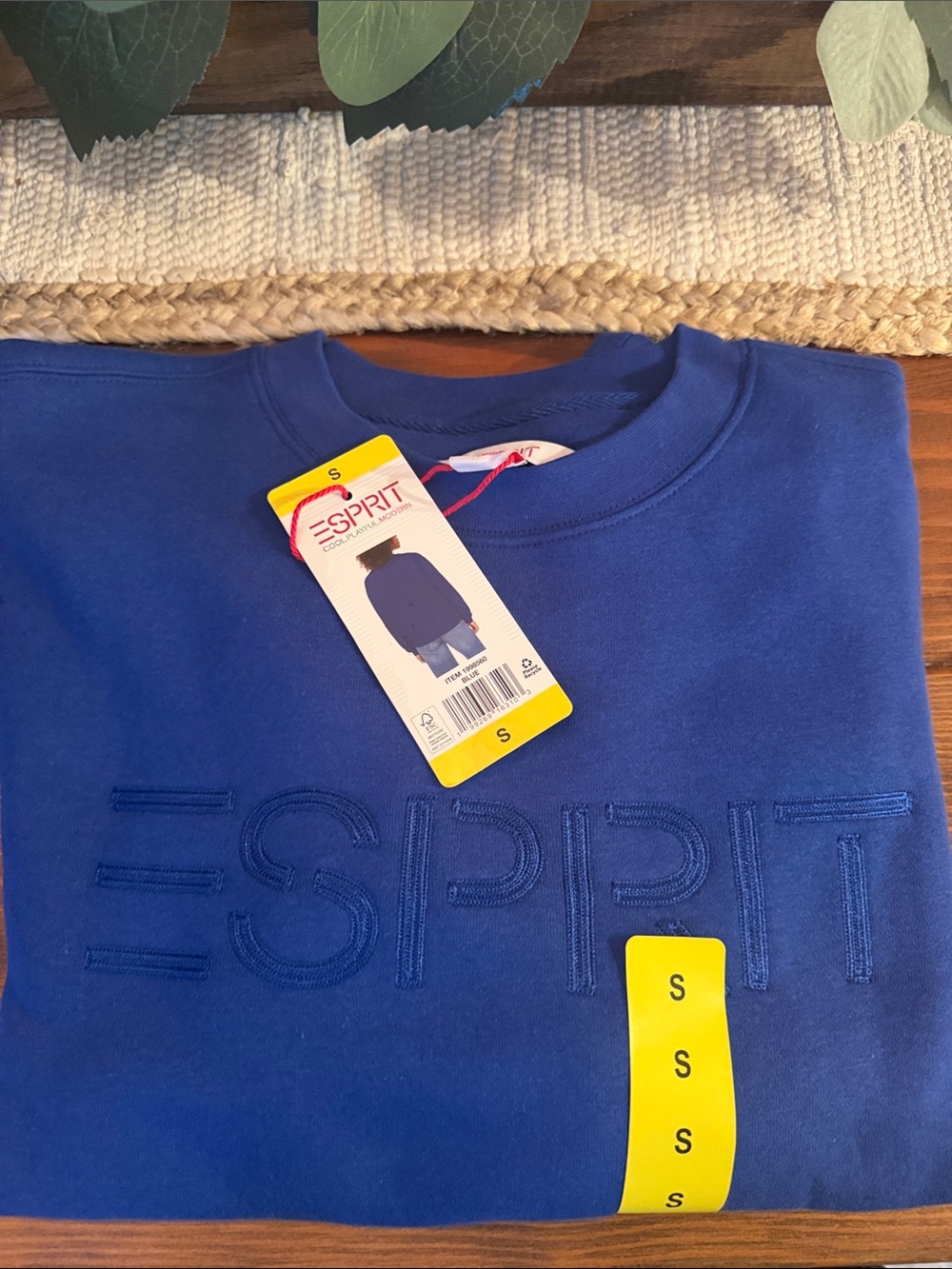 Esprit Royal Blue Embroidered Logo Crewneck Sweatshirt